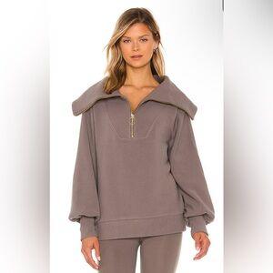 Varley Vine Pullover Revolve Deep Charcoal Half Zip Ribbed XS Sweater Oversized